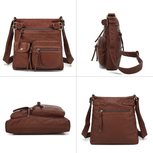 Crossbody Bags for Women Purses and Handbags Multi Pocket Shoulder Bag Faux Leat - Picture 6 of 8